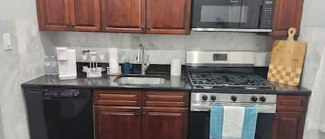 Microwave, oven, stovetop, dishwasher