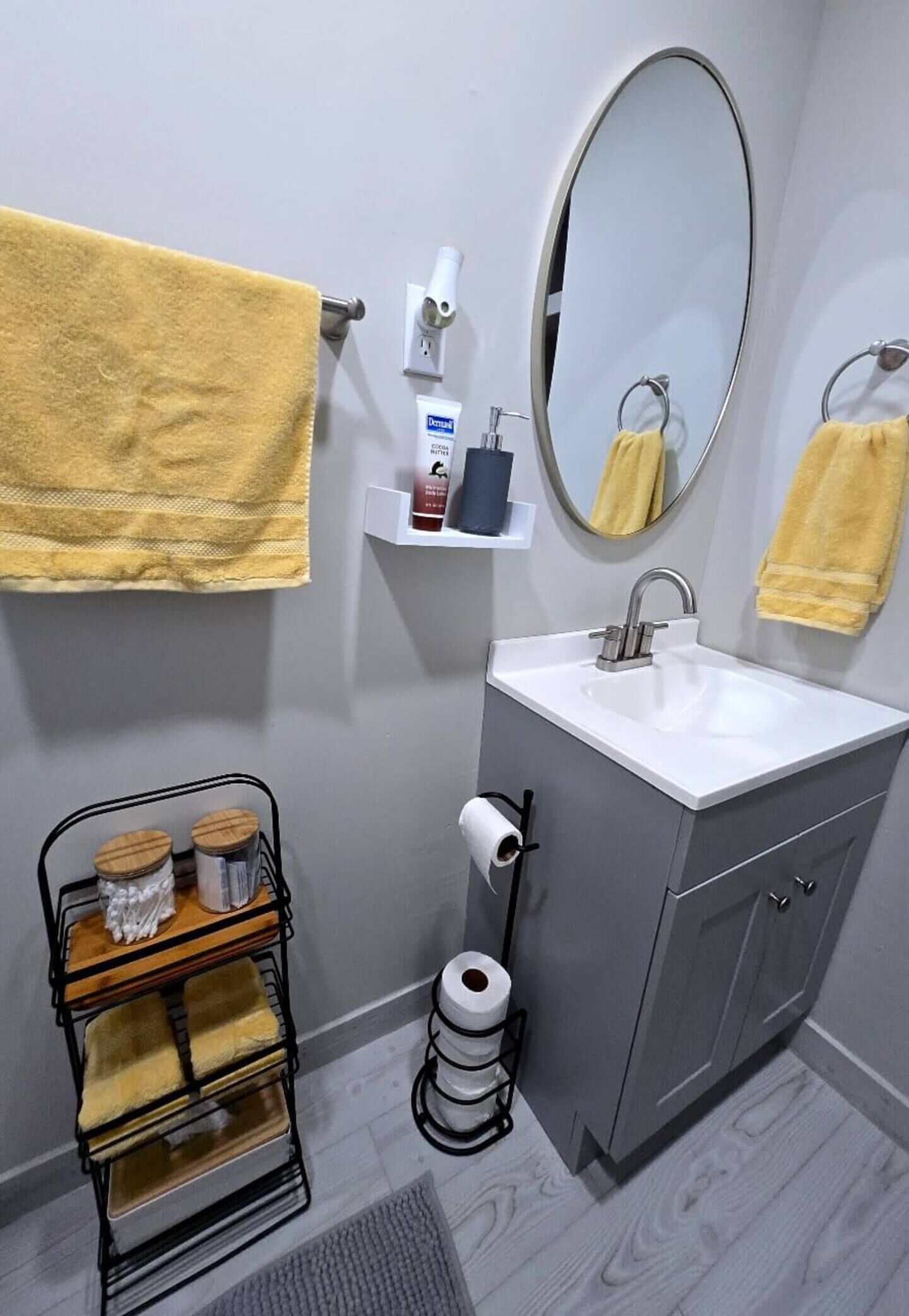 Shower, hair dryer, soap