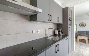 Fridge, dishwasher, coffee/tea maker