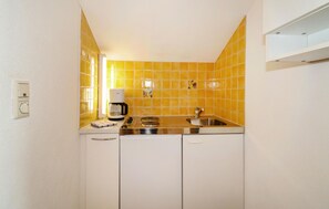 Fridge, stovetop, coffee/tea maker