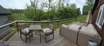 Waterfront cabin w/creek waterfall, pond & 2 decks. Secluded in the Ozark hills.