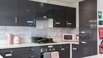 Fridge, microwave, stovetop, dishwasher