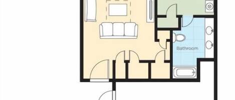 Standaard appartement, 1 slaapkamer, niet-roken, keuken | Grondplan