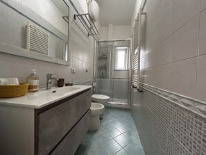 Dusche, Haartrockner, Bidet, Handtücher