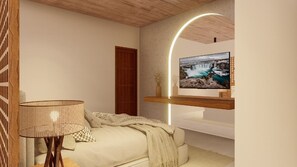 Suite, baignoire à jets | Accès au Wi-Fi (inclus), literie fournie