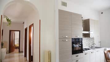 Fridge, oven, stovetop, cookware/dishes/utensils