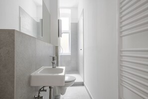 Secador de cabelo, toalhas de banho