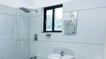 Shower, free toiletries, hair dryer, bathrobes