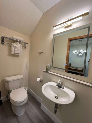 Ducha, secador de pelo, toallas y jabón