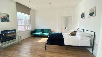 1 bedroom, iron/ironing board, bed sheets