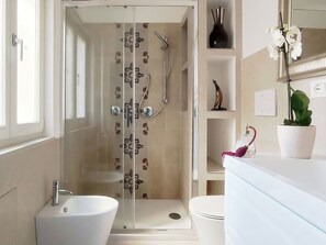 Dusche, Haartrockner, Bidet, Handtücher