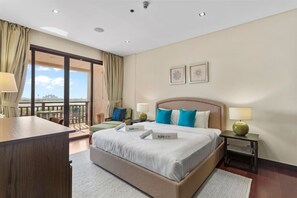 1 bedroom, desk, iron/ironing board, travel crib