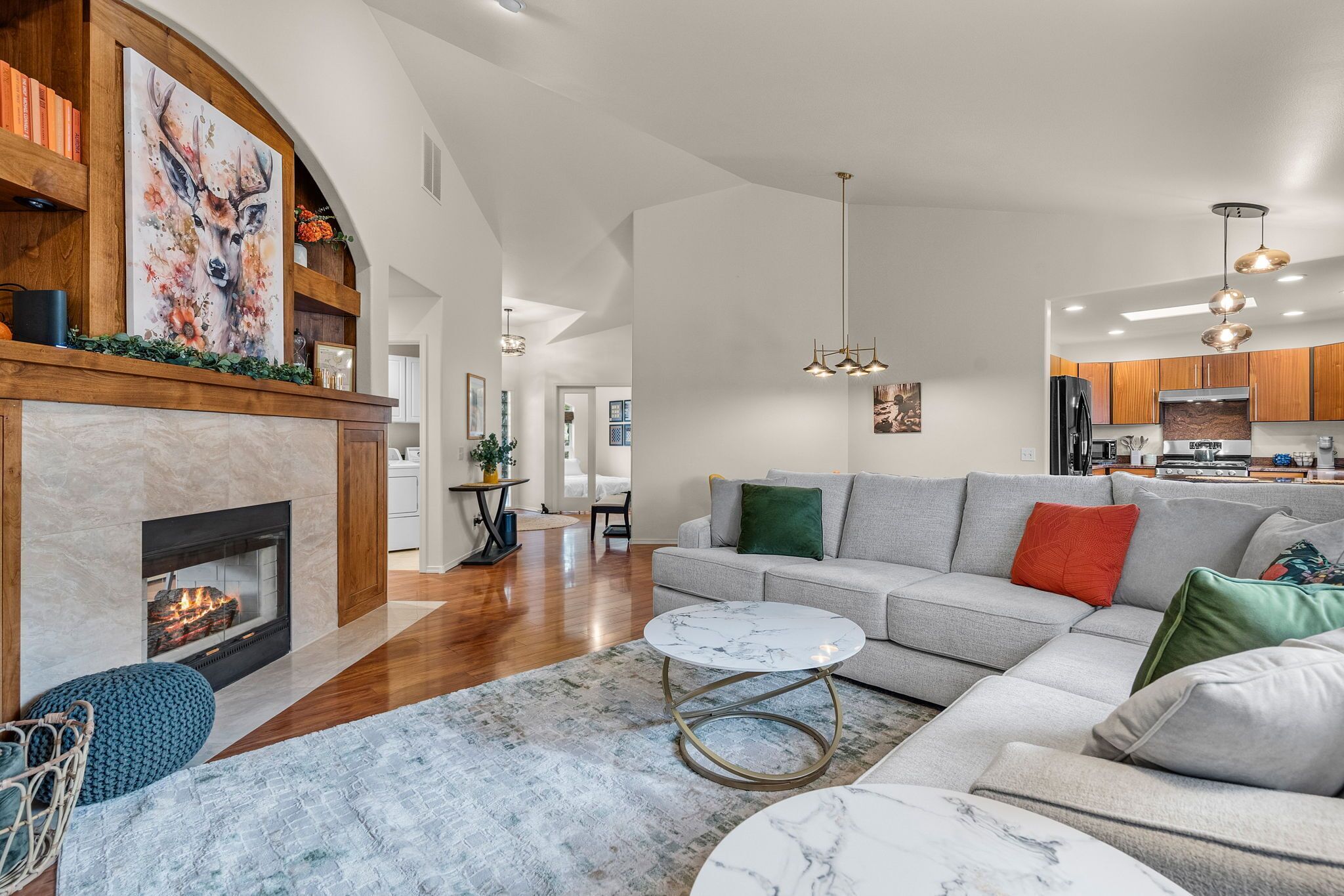 TV, fireplace, offices