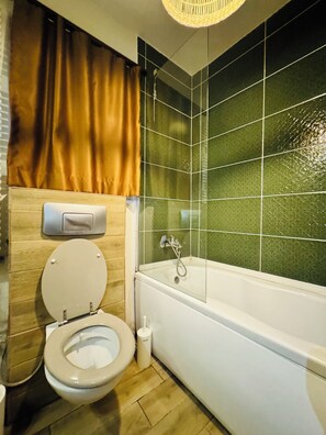 Sèche-cheveux, serviettes fournies, savon, papier toilette
