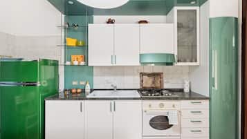 Fridge, oven, stovetop, electric kettle