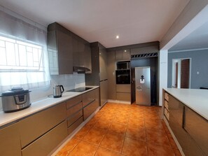 Fridge, microwave, oven