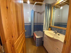 Hair dryer, towels, toilet paper