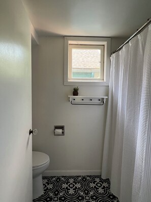 シャワー、ヘアドライヤー、石鹸、トイレットペーパー