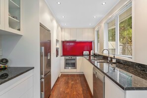 Fridge, microwave, dishwasher, toaster