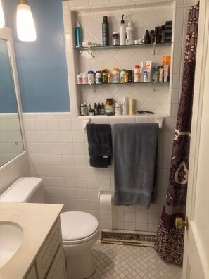 Dusche, Handtücher, Seife, Toilettenpapier
