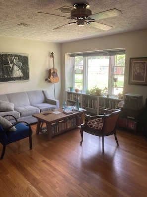 TV, fireplace, books, music library - Charming 2-bedroom house in vibrant West Asheville  w/ WiFi, AC, & great stereo (Asheville)