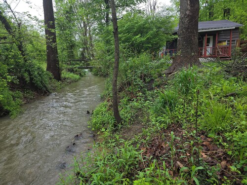 Cozy cabin in peaceful Glouster with WiFi, AC,  Very Quiet in a beautiful area.