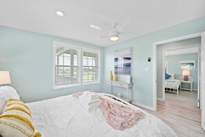 4 bedrooms, desk, iron/ironing board, travel cot