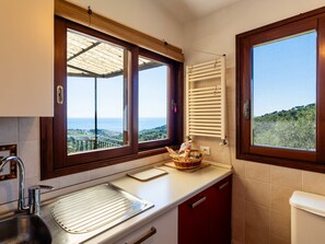 Fridge, microwave, oven, cookware/dishes/utensils