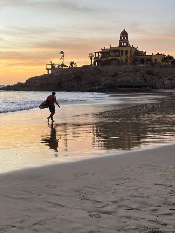 On the beach, beach towels
