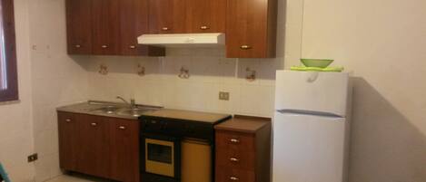 Fridge, oven, stovetop, coffee/tea maker