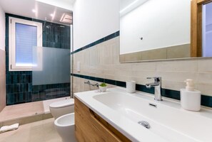 Assecador de cabells, bidet, tovalloles i sabó