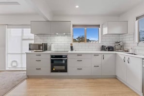 Microwave, dishwasher, coffee/tea maker