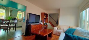 Smart TV, DVD player, books, stereo