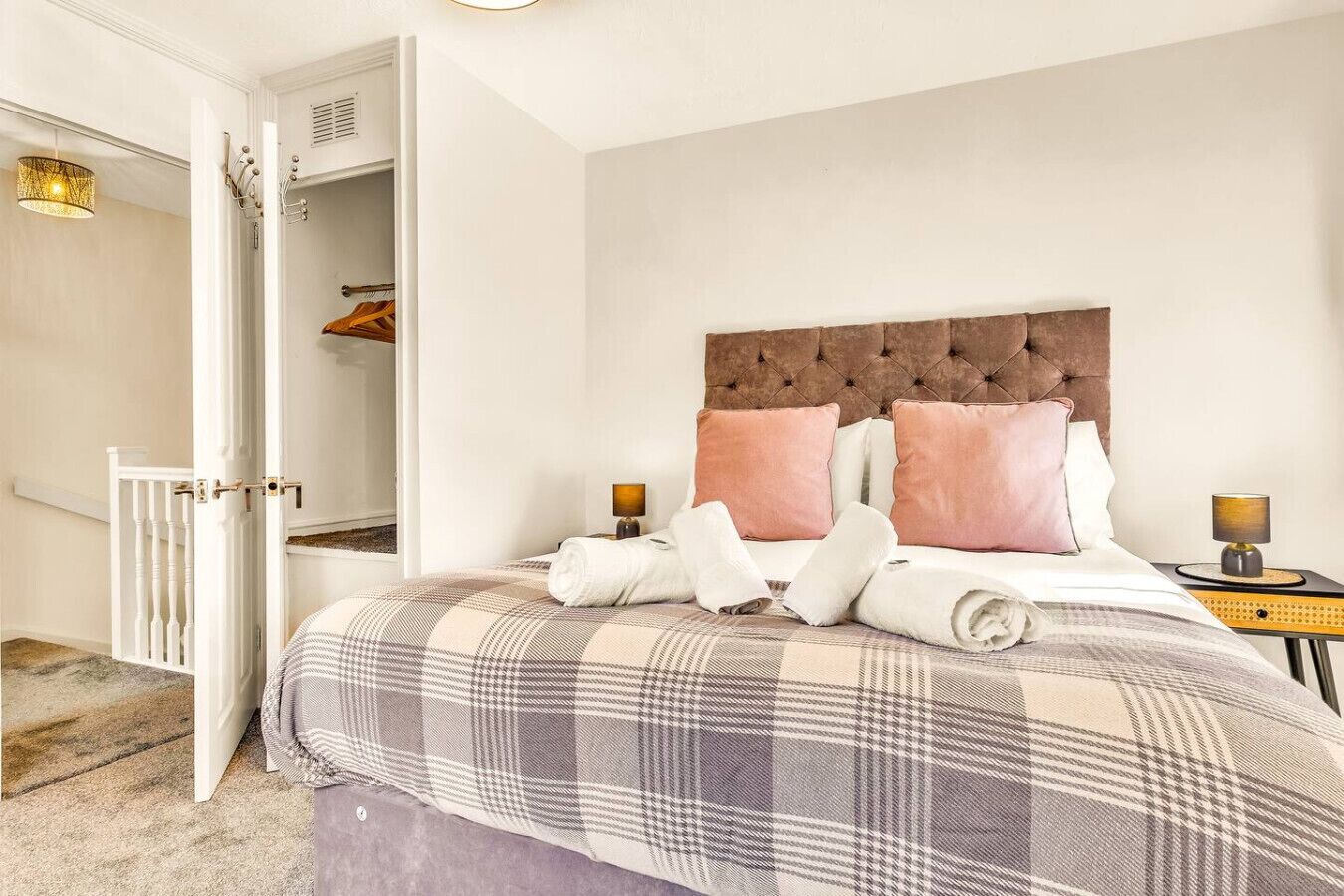 1 bedroom, desk, iron/ironing board, travel cot