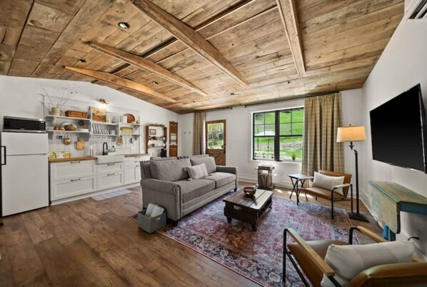 Smart TV, music library, stereo