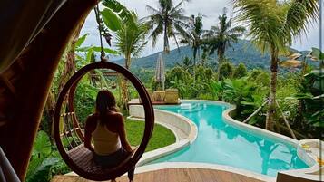 Quarto casal superluxo, vista para a montanha | Terraço/pátio