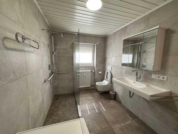 Shower, hair dryer, towels, soap - Apartment in Hofweier EG (Hohberg)
