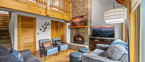 TV connectée, cheminée, jeux vidéo