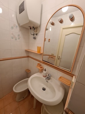 Dusche, Haartrockner, Bidet, Handtücher