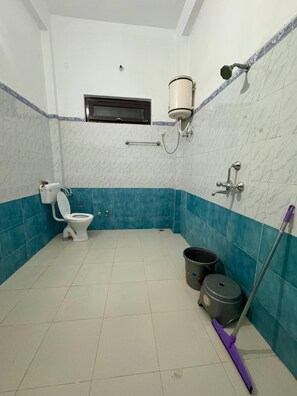 Shower, bidet, towels, toilet paper