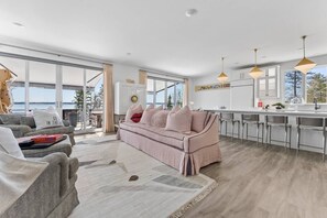 TV, fireplace - Modern Luxury Waterfront On Old Mission Peninsula (Traverse City)