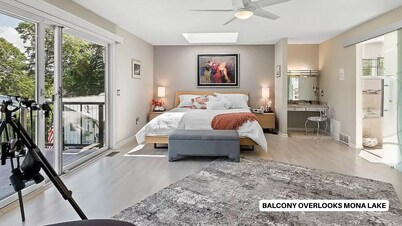 Luxury Lakefront 6-Bed Home in Norton Shores with Pool, Hot Tub, Video Games