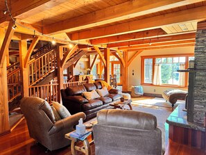 Smart TV, fireplace, DVD player, books