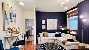 Smart TV, books, music library, stereo