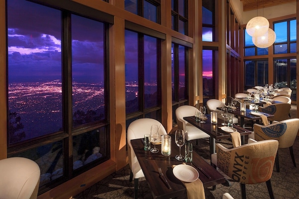 Ten 3 Restaurant at dusk - be sure to request a window view!