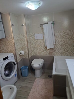 Haartrockner, Bidet, Handtücher, Seife