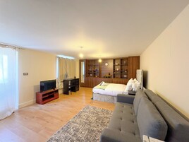 Suite estudio clásica, baño privado, vistas al jardín | Wifi gratis y ropa de cama