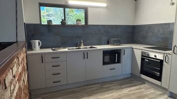 Fridge, microwave, oven, toaster