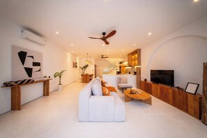 Junior Villa, Pool View | Living area | 54-inch flat-screen TV with cable channels - Elements A4 Villa Bingin (Pecatu)