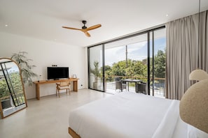 Villa, vue piscine | Draps en coton égyptien, literie de qualité supérieure